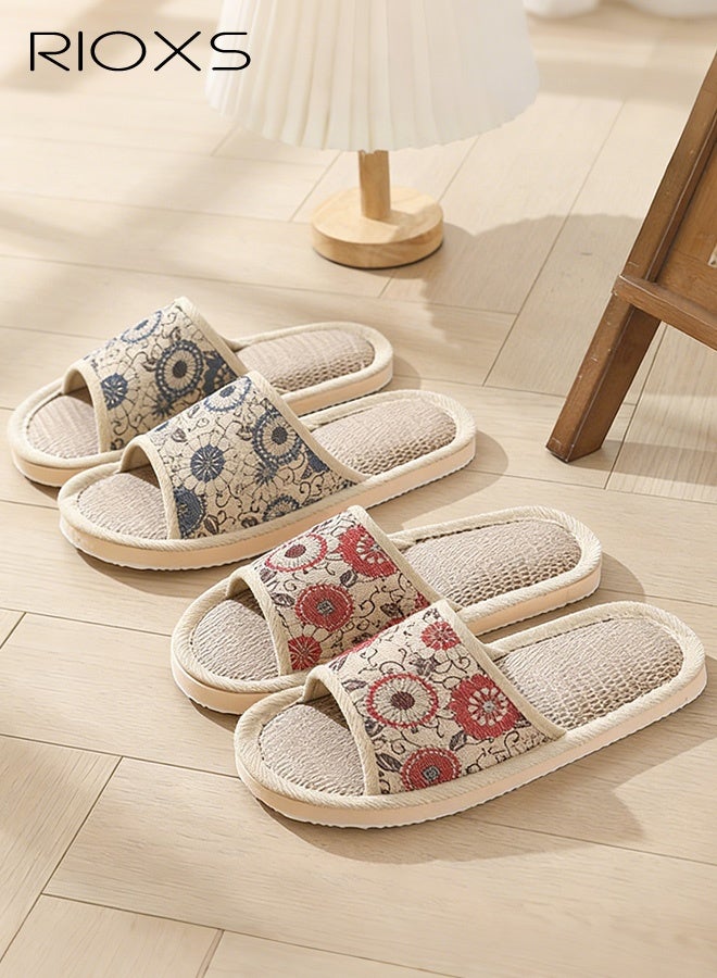 RIOXS Unisex Open Toe Summer House Slippers, Lightweight Breathable Slippers for Men and Women, Comfortable Slip On Slides Sandals, Washable Reusable Slide Slippers for Guests, Non Slip Spa Slipper for Home Bedroom, Hotel, Travel - Image 1